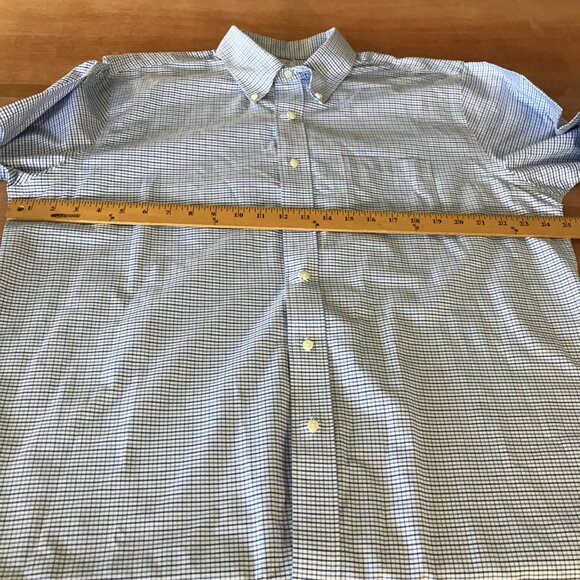 Brooks Brothers Regent Shirt Men 17.5-33 Blue Plaid Button Down Pocket Non Iron - Picture 7 of 13